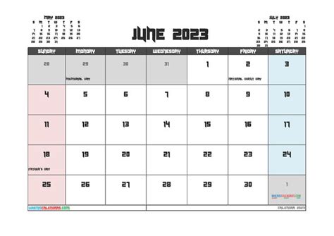 Free Editable Calendar June 2023 Pdf 3 Month Calendar In 2021