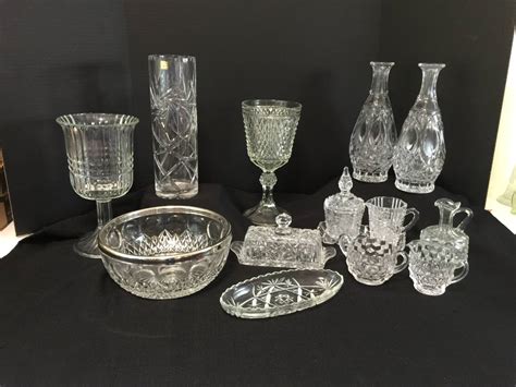Lot Vintage Crystal And Glassware Bowl With Silver Rim Butter