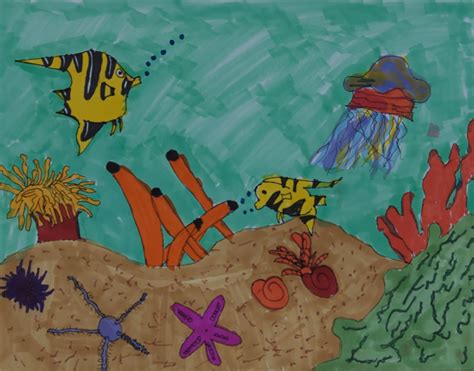 Paint activity for kids, learn about animals. Afternoon Art Classes for Kids: The Coral Reef
