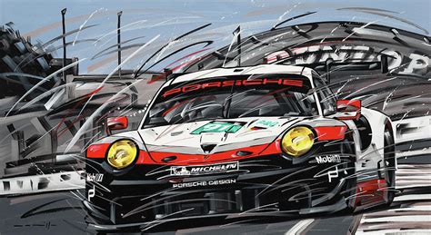 Porsche 911 Rsr Le Mans Painting By Roberto Muccillo Pixels