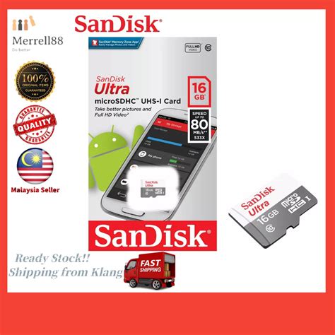 Ready Stocklexar Sandisk 16gb 80mbs Ultra Uhs I Class 10 Microsdhc