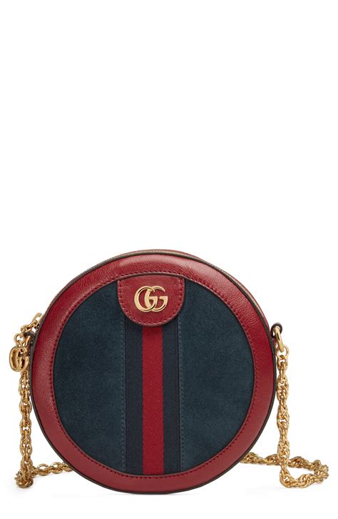 Gucci Ophidia Small Suede And Leather Circle Crossbody Bag Blue