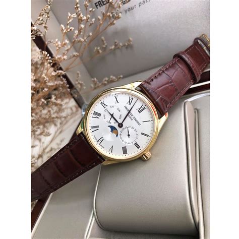 Frederique Constant Classics Moonphase Brown Leather Mens Watch Fc