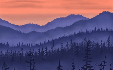 Download Wallpaper 3840x2400 Mountains Forest Fog Landscape Art 4k