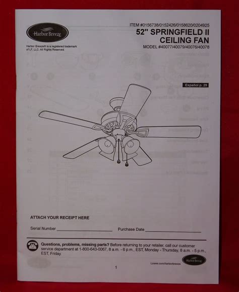 User manual for harbor breeze ceiling fan manual model bdb52ww5p. Harbor Breeze Springfield II Ceiling Fan Instruction ...
