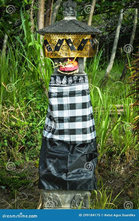 Portrait View Of The Penunggun Karang Balinese Ethnic Shrine In The