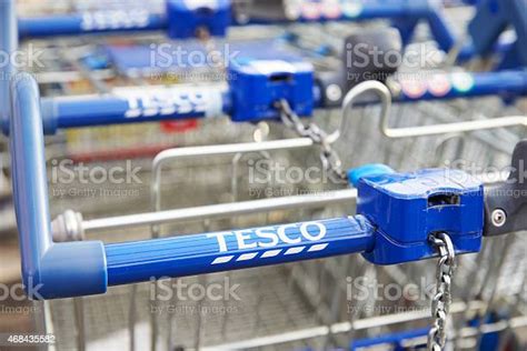 Shopping Trolleys Outside Tesco Supermarket Stock Photo Download