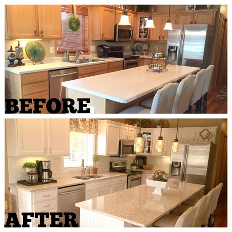 If your existing kitchen countertops are in good shape but just need an update, consider painting or. Before and After: Formica countertops to Chakra Beige ...
