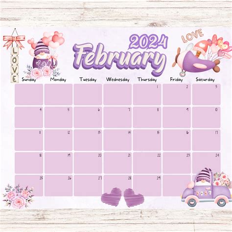 Editable February 2024 Calendar Valentines Day Homeschool Loving