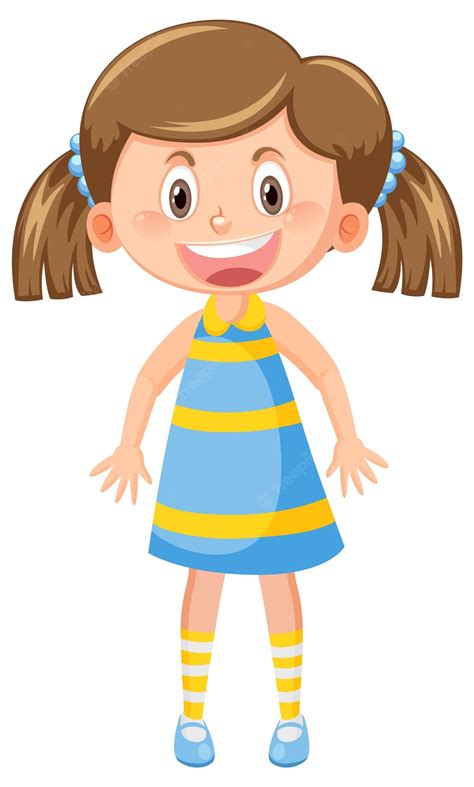 Premium Vector Happy Girl Cartoon Character