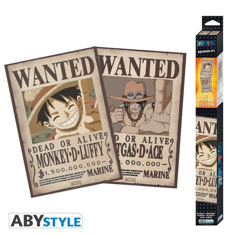 AnimeFanShop De One Piece Poster Set Luffy Ace Wanted ABYStyle