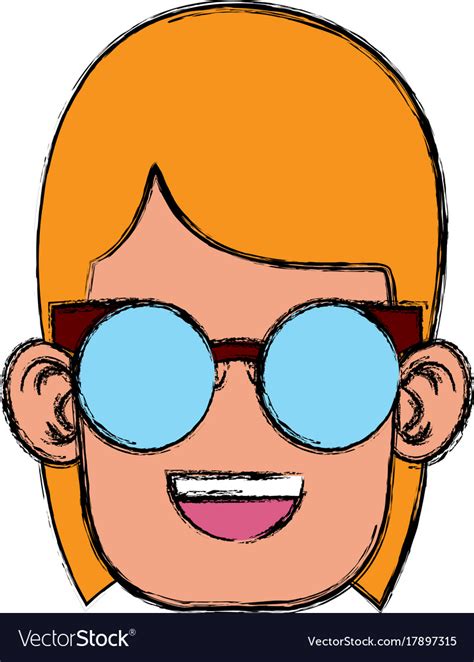 Cute Girl With Glasses Cartoon Royalty Free Vector Image