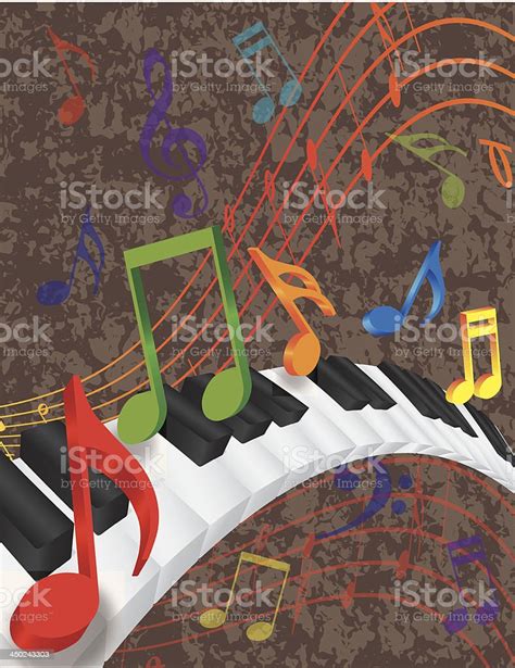 Piano Wavy Border With 3d Keys And Colorful Music Note Stock