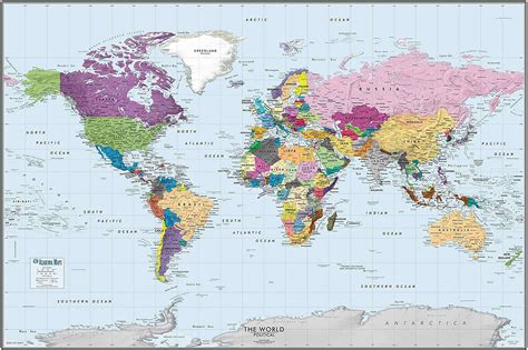 Buy Colorful World Political Wall Map X Large World Map Detailed Wall Map Of The