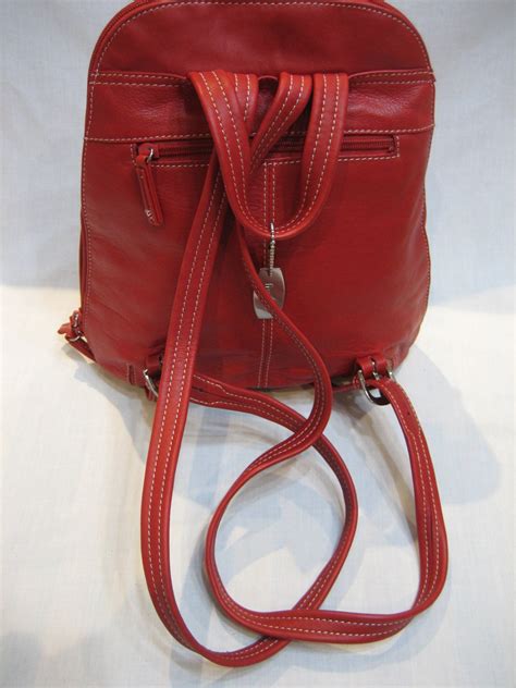 Vintage Tignanello Red Leather Backpack Daypack Beautiful