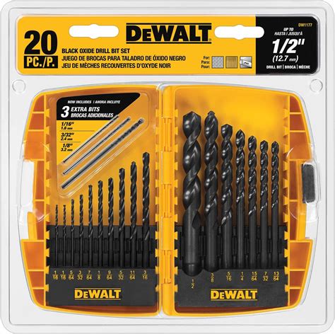 Dewalt Black Oxide Drill Bit Set 20 Piece Dw1177 Black And Gold