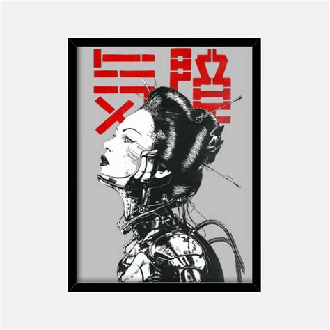 Cyberpunk Japanese Geisha Cyborg Framed Print Tostadora