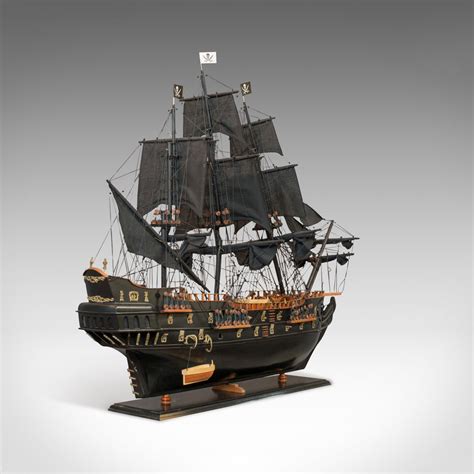 Large Model Black Pearl Pirate Ship Mahogany Collectible Holly