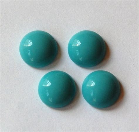 Vintage Turquoise Blue Glass Cabochons 13mm Cab704q