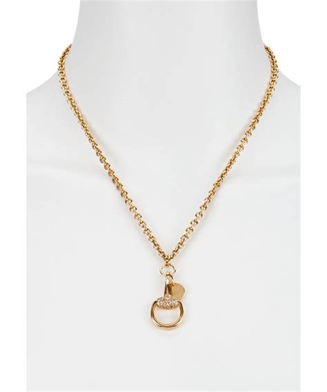 Lyst Gucci Womens Horsebit Diamonds 18k Yellow Gold Pendant Necklace