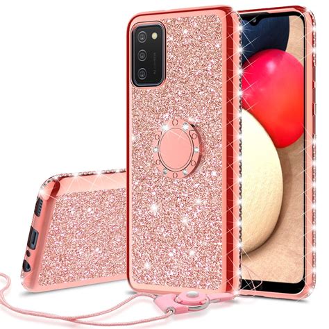 Buy Cute Glitter Phone Case Kickstand For Samsung Galaxy A02s Case