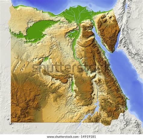 Egypt Shaded Relief Map Major Urban Stock Illustration 14919181