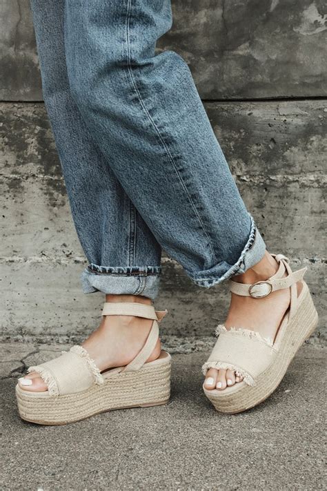 Cute Beige Sandals Platform Espadrilles Platform Wedges Lulus