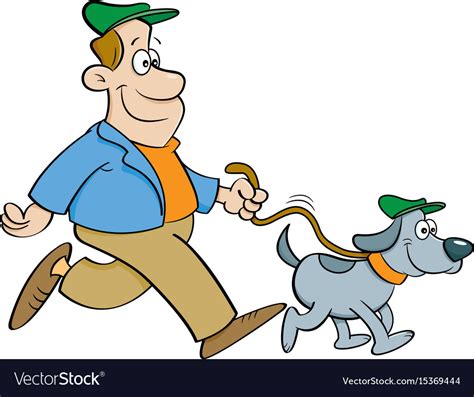 Cartoon Man Walking A Dog Royalty Free Vector Image