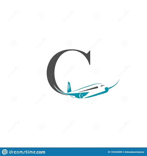 Airplane Vector Design Element With C Letter Logo Travel Agency