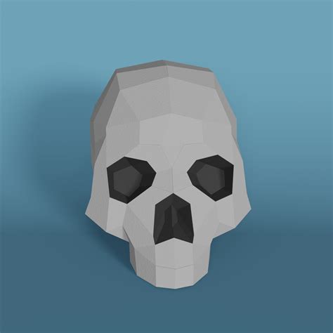 Low Poly Skull Diy Real Size Paper Sculpture Pdf Download Etsy