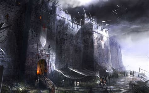 Wallpaper Digital Art Fantasy Art Castle Medieval Ghost Ship