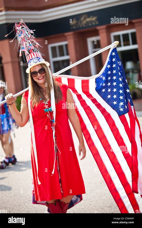 A Woman Dressed In Patriotic Costume In The Ion Community 4th Of July