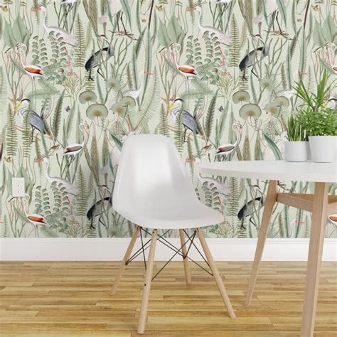 Pre Pasted Wallpaper 2ft Wide Vintage Leaves Butterfly Nature Birds