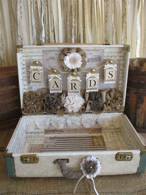 Vintage Suitcase For Rustic Wedding Card Holder Wedding Card