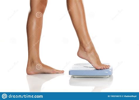 Young Woman Standing On A Scale Stock Image Image Of Scales Loss