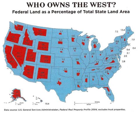 Pax On Both Houses Us Map Federal Land As A Percentage Of Total