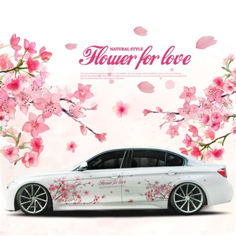 noizzy® cherry blossom whole body kit car stickers wedding auto vinyl love decals flower tuning