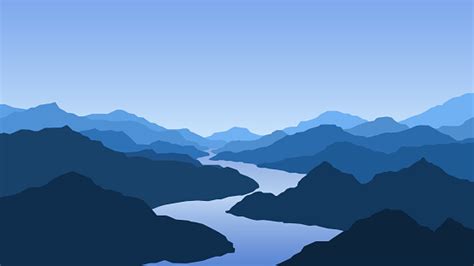 Vector Wallpaper With A Landscape Mountains And River Stock