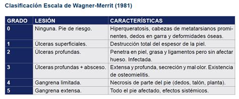 Escala De Clasificación Wagner Merrit Pie Diabético Información