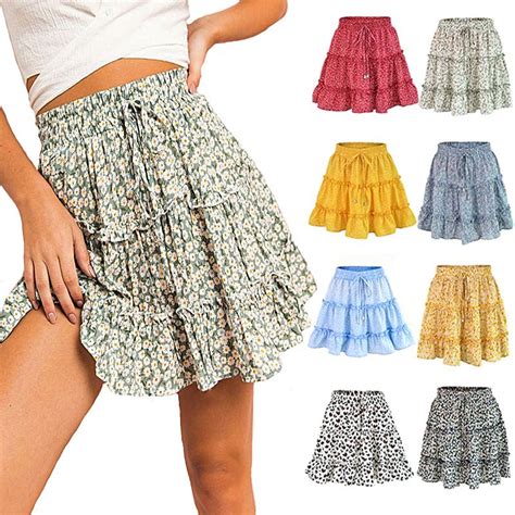 2020 Sexy Women Fashion High Waist Frills Skirt For Women Broken Flower