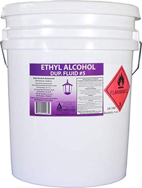 5 Gallon Pail Of Denatured Ethanol With 200 Proof Ethyl Alcohol Ipa And