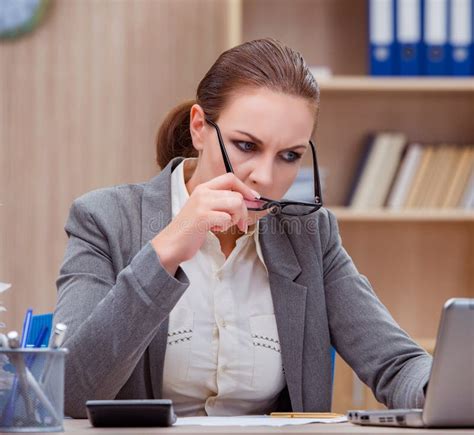 Busy Stressful Woman Secretary Under Stress In The Office Stock Image Image Of Frustrated