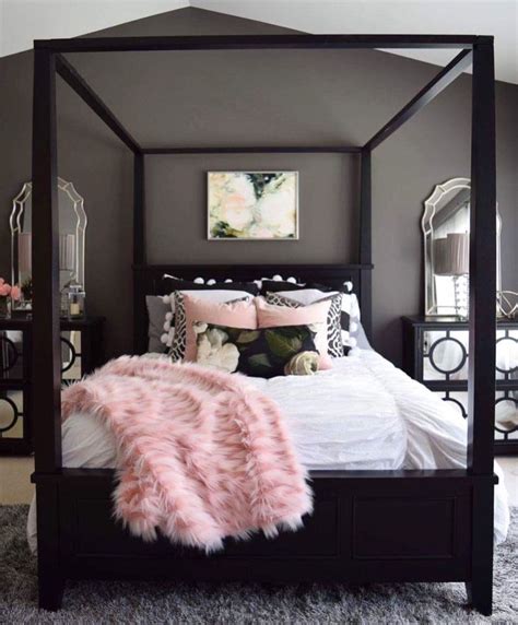Absolutely Love This Bedroom From The Dark Grey Walls The Black Bed