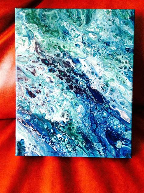 Ocean Waves Original Liquid Acrylic Pour Painting Etsy Pour