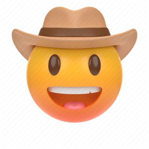 Emoji Emoticon Sticker Face Cowboy Hat Center 3D Illustration