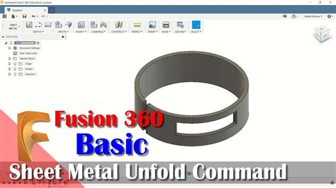 Fusion 360 Sheet Metal How To Use Unfold Command Tutorial Youtube