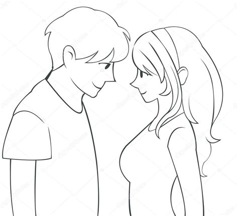 Pencil Sketch Of Cute Cartoon Teen Love Couple Of Japanese Cartoon