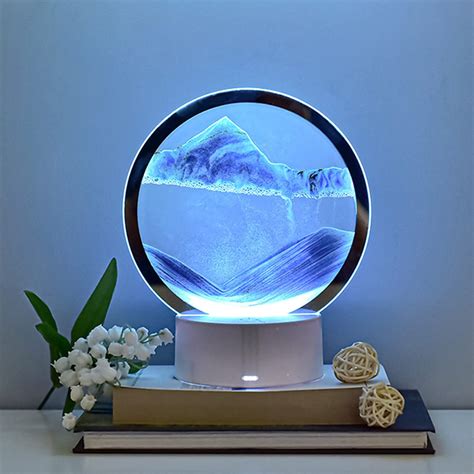 Ggeneric 3d Moving Sand Art Table Lamp 787in 360° Rotating Hourglass