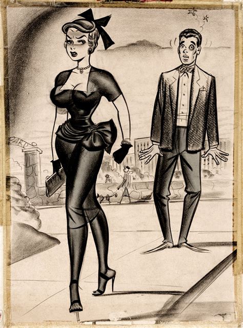 Large Sexy Bill Ward 1955 Published Humorama Pinup Comic Art For Sale