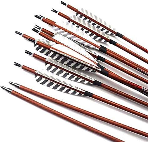 12pc 32 Inch Wood Skin Carbon Arrows Spine 400 450 500 550